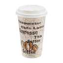 Amazon Basics Disposable Hot Paper Coffee Cups with Lids, To Go, Caf Design, 16 oz, 100-Count