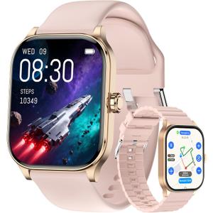 Smart Watch for Women Men, Smartwatches with Map and GPS, Heart Rate/SpO2/Sleep/Stress Monitor, 100+ Sports Fitness Watches, IP68 Waterproof Activity Tracker for Android/ iOS Phone (Pink, 1.96")