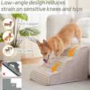 Laojin Balhen Dog Stairs for Small Dogs & Cats 15.7" H, High Density Foam Dog Steps Ramp for Couch Sofa and Chair, Widened 3-Step Pet Stairs with Non-Slip Bottom and Remove Washable Cover, Beige