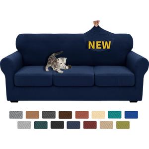 XINEAGE 2026 New 4 Pieces Couch Covers for 3 Cushion Couch Super Stretch Thick Soft Sofa Cover Anti Slip Sofa Slipcover Dogs Cats Furniture Protector (Navy Blue, 71"-91")