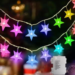 Echosari Star String Lights Battery Powered, 13ft 40LED Christmas Star Fairy Light with Timer for Kids Gift Bedroom Wedding Party Decor (Multicolor)