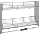 Rev-A-Shelf 36" Pull-Down Heavy-Duty Shelf Organizer for Tall Kitchen/Bathroom Cabinets, Dual Tier Wall Mounted Pantry Storage, Chrome, 5PD-36CRN