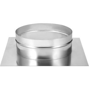 PATIKIL 10" Duct Connector Flange, Galvanized Air Ducting Mounting Plate Dryer Vent Chimney Top Plate Square to Round for Heating Cooling Ventilation HVAC Exhaust Fan Vent Systems, 14"x14"
