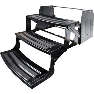 Lippert 24" Radius Triple Manual RV Steps, 9" Rise for 5th Wheel RVs, Travel Trailers and Motorhomes, Anti-Slip Stepping Surface - 1774401