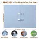 infancie 100% Organic Muslin Cotton Car Seat Cover 35 x 50 Inches Soft Touch Breathable Canopy, Protective Car Seat Cover Baby All Seasons Lightweight Car Seat Cover Travel Comfort (Blue)