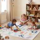Dunzy 47"x39" Alphabet Reading Corner Rug for Classroom Back to School Mat