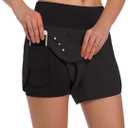 Ksmien Women's 2 in 1 Running Shorts - Lightweight Athletic Workout Gym Yoga Shorts Liner with Phone Pockets, Size Small