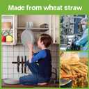 Teivio 32-Piece Kitchen Plastic Wheat Straw Dinnerware Set, Service for 8, Dinner Plates, Dessert Plate, Cereal Bowls, Cups, Unbreakable Colorful Plastic Outdoor Camping Dishes, Light Gray