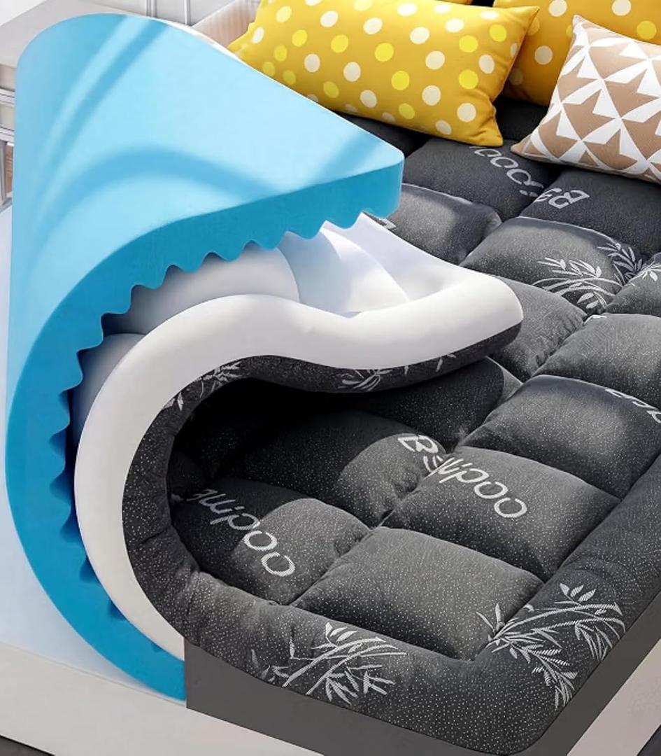 BDEUS 4 Inch Dual Layer Twin XL Size Cooling Mattress Topper