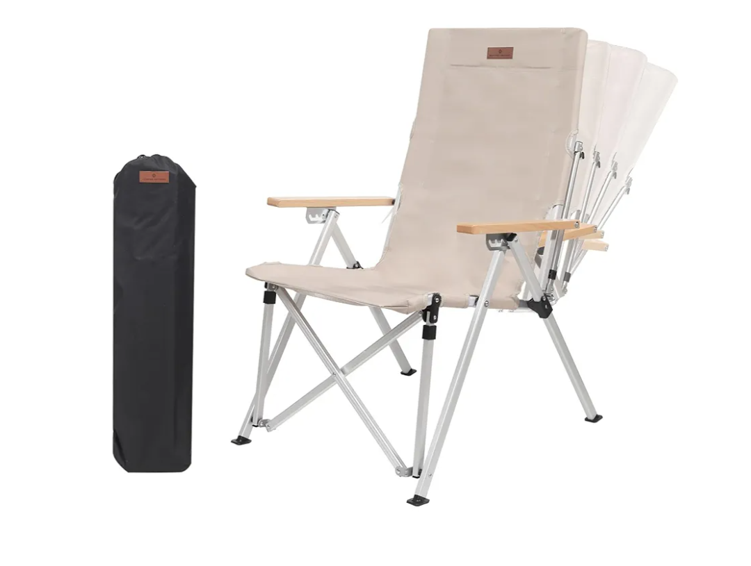 Folding Camping Chair Portable Chairs for Adults Adjustable High Back Outdoor Comfortable Chair with Storage Bag