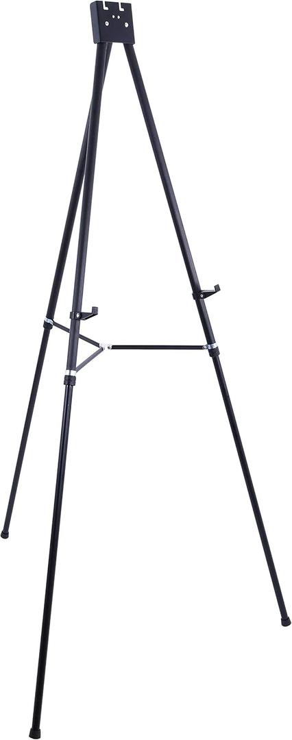 U.S. Art Supply 70" High Showroom XL Silver Metal Display Easel - Large Adjustable Height Portable Easel Stand, Sign Display, Holds 45 lbs - Floor & Tabletop Easels, Painting Stand