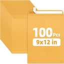 SUNEE 9 x12 Manilla Envelopes, 28lb Brown Kraft, Ultra Strong Quick-Seal Security Catalog Mailing Envelopes for Flat Letter Size Documents or Photos, 100 Count