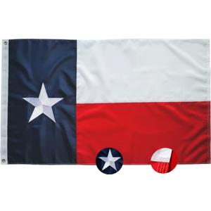 Texas State Flag 3x5FT, Embroidered Stars Sewn Stripes Premium Texas Flag Outdoors Indoors 210D Heavy Duty Oxford With Brass Grommmets