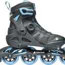 Rollerblade Macroblade 84 BOA Women's, Adult Fitness Inline Skate, Black & Powder Blue, Performance Inline Skates, Size 7/7.5