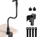 Gooseneck Mic Stand with Clamp, 19-Inch Flexible Desktop Microphone Arm Holder with 3/8" & 1/4" Screw Adapters, 360 Adjustable, Ideal for Podium, Pulpit, Lecture, Conference and Live Streaming