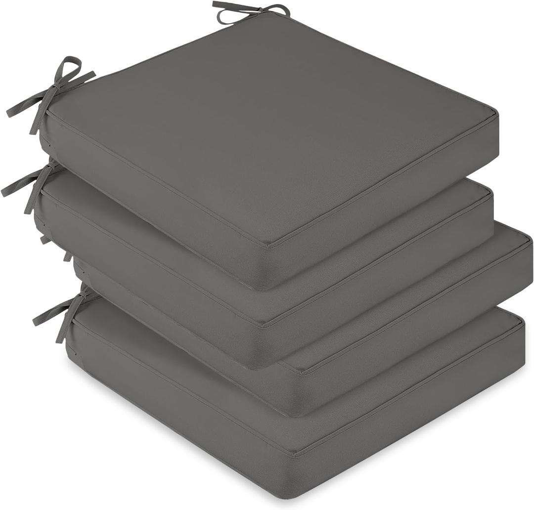 downluxe Waterproof Outdoor Chair Cushions Set of 4, 19" x 19" x 3" Patio Chair Cushion with Non-Slip Ties & Handle, Square Outdoor Cushion for Patio Furniture with Removable Cover, Dark Grey downluxe Waterproof Outdoor Chair Cushions Set of 4, 19" x 19" x 3" Patio Chair Cushion with Non-Slip Ties & Handle, Square Outdoor Cushion for Patio Furniture with Removable Cover, Dark Grey