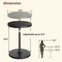 Asgolion Round Side Table Set of 2, Adjustable-Height Small Drink Table, Pedestal Martini Stand, Weighted Base Cocktail Table Accent Nightstand for Living Room, Bedroom, Bathroom, Office, Black