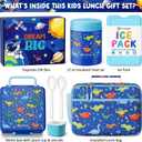 Fimibuke Kids Bento Snack Lunch Box with 4 Compartment, Insulated Lunch Bag, Stainless Steel Vacuum Thermo Food Jar, Ice Pack, Utensils Set, Birthday Gifts for Age 3-12 Back to School Toddler Girl Boy