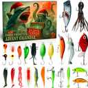 Funewest Fishing Advent Calendar 2025 for Adults, 24 Day Christmas Countdown with Spooky Fishing Lure Baits, Xmas Surprise Gifts for Men Fishermen Father Boyfriend Outdoor Lover