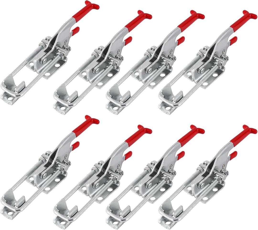 8 Pack Heavy Duty Toggle Clamp Latches 431 Type, 2000Lbs Holding Capacity Adjustable Latch U Bolt Self Lock Toggle Latch Smoker Lid Latch for Tire Carrier Latch Trailer Latch Door Latch Hardware