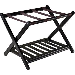 Winsome Reese Luggage Rack with Storage Shelf, for Guest Room, Bedroom, Foldable, No Assembly, Espresso