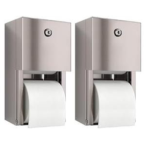 Commercial Toilet Paper Dispenser (2-Pack), 2 Roll Stainless Steel Toilet Paper Holder. Wall Mount, Locking Tissue Dispensers for Bathroom/Restroom