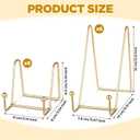 Dimeho 12 Pcs Plate Display Stands Gold Photo Holder Metal Easel Holders Picture Frame Stands for Tabletop Decorative Display Book Creation Collectibles Plaque Art