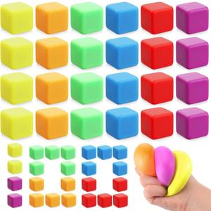 100 Pack Slow Rising Stress Cube Fidget Soft Dough Square Bulk for Adults Anxiety Relief Sensory Stress Relief Balls for Office Coworker Women Men Teacher Party Favors