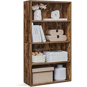 VASAGLE CUSTOS Collection - Bookshelf, 4-Tier Bookcase, Book Shelf, Open Storage Shelf, 9.4 x 23.6 x 42.4 Inches, for Living Room, Home Office, Dinning Room, Rustic Brown ULBC164X01
