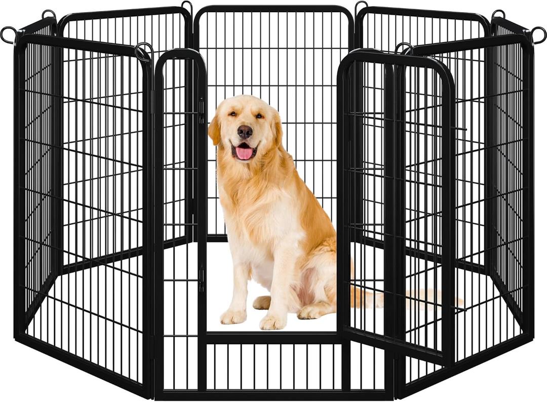 Yaheetech Dog Playpen Outdoor, 40 inch 8 Panels Dog Pen Indoor Heavy Duty Puppy Exercise Pen Metal Pet Fence for RV Camping/Yard/Garden