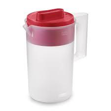 Rubbermaid, Pitcher, Plastic Pitcher, Clear/Red, 2 Quart, plastic, 2 quart, Suitable for Organized Drink Storage