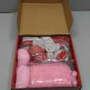 3 Pcs Pink Valentine's Day Decorations Lighted Gift Boxes with Pink Hearts Silver Glitter Fabric 60 LED Battery Operated Present Box for Indoor Outdoor Holiday 6, 8, 10'' Square Boxes