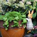 LANDOR Set of 3 Cute Frog Figurines Hanging Animal Statue, Resin Pot Climbing Sculpture Outdoor Statues Ornaments Décor for Flower potFence, Yard Art Patio Lawn House (3 frogs)