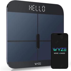 Wyze Smart Scale X - Digital Bathroom Scale for Body Weight, BMI, Body Fat, Muscle Mass, Heart Rate Monitor | Sync with Health Apps | Body Composition Analyzer for People, Baby & Pet, 400 lbs (Black)