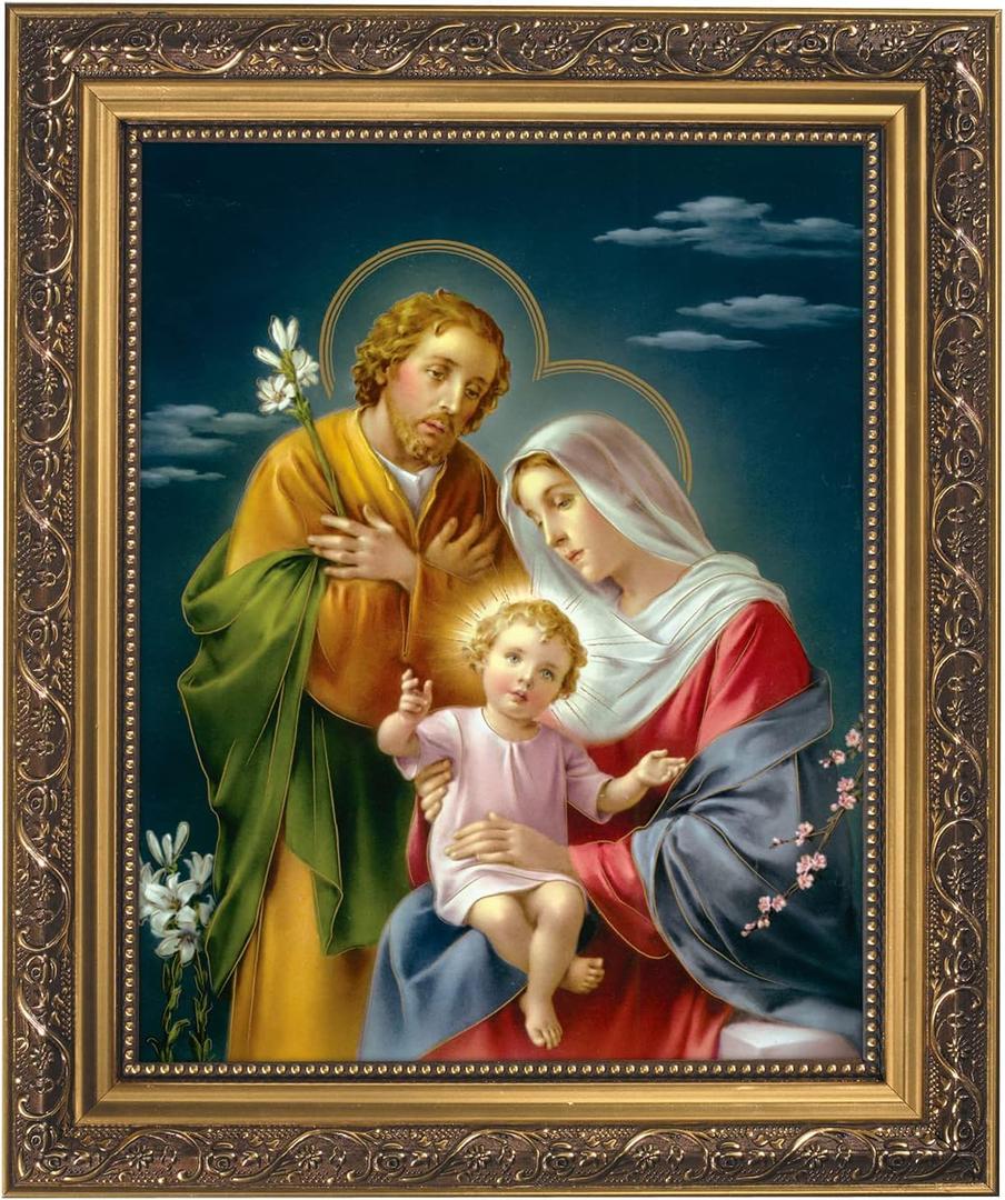 Gerffert Christian Wall Dcor Ornate Gold Framed Artwork, 11 x 13-Inch, Holy Family