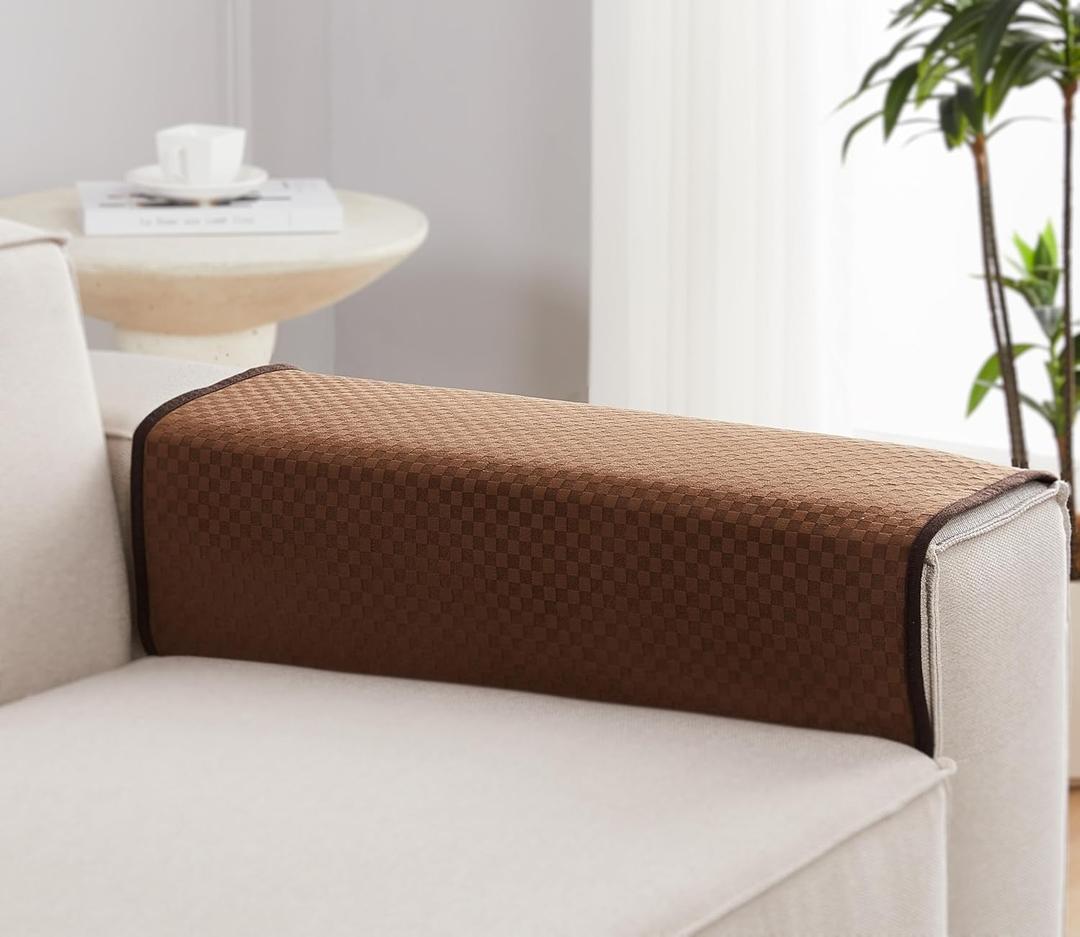 Couch Covers Washable Sofa Armrest Covers 2 Pieces, Anti-Slip Chair Cover for Dogs Washable, Furniture Protector and Pet Blanket for Chair. (Chocolate, 22x26 inch 2pcs)