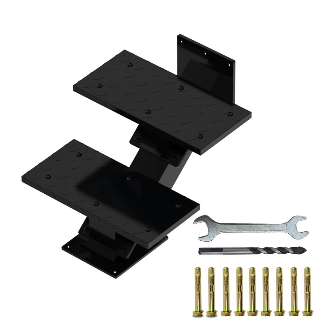 2 Steps Metal Stringer, Steel Stair Stringers for Deck, Step Riser with Tread for Indoor & Outdoor