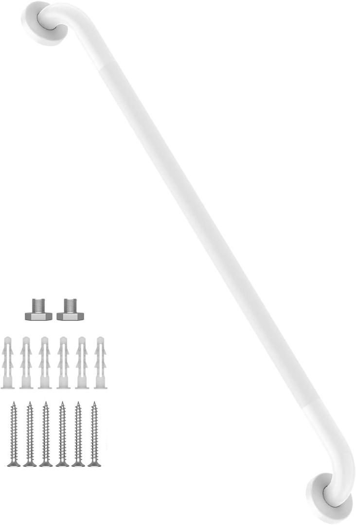 36 Inch Anti Slip Shower Grab Bar Oil Rubbed White, Munzong Bathroom Grab Bar, Knurled Bathroom Balance Bar,Safety Hand Rail Support Handicap Elderly Injury Senior Assist Bath Handle