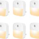 6 Pack Night Light Plug in, Warm White LED Nightlights with Smart Dusk to Dawn Sensor, Plug into Wall Nightlights Suitable for Bedroom, Bathroom, Hallway, Kitchen, Stairs, Kids, Adults, Kids Room