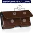 Magnetic Closure Holster for iPhone 17 Pro Max, 16 Pro Max, 16 Plus, 15 Pro Max, 15 Plus, 14 Pro Max, 14 Plus, 13 Pro Max - Leather Belt Case, Premium Pouch (Fits Armor Case) (Coffee Brown, X-Large)