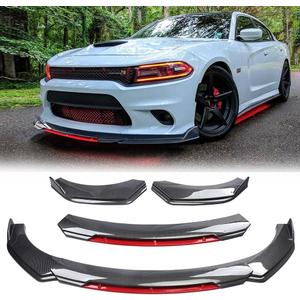 Universal Car Front Bumper Lip Kit Chin Spoiler Diffuser Protector Compatible for Toyota Corolla Camry Honda Civic Accord Ford Focus Nissan Altima Hyundai Elantra and More (Carbon Fiber with Red)