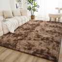 Litanika 9x12 Shag Area Rug for Living Room Bedroom, Tie-Dyed Brown High Pile Soft Plush Shaggy Furry Bedside Playroom Dorm Carpet, Non-Slip, Non-Shedding Modern Indoor Floor Rug