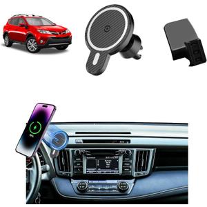 PZK Car Phone Holder for Toyota RAV4 2013-2015 2016 2017 2018 Accessories Custom Air Vent Phone Mount Magnetic 15W Fast Wireless Charger Hands Free 360 Rotation Cell Phone Automobile Cradles