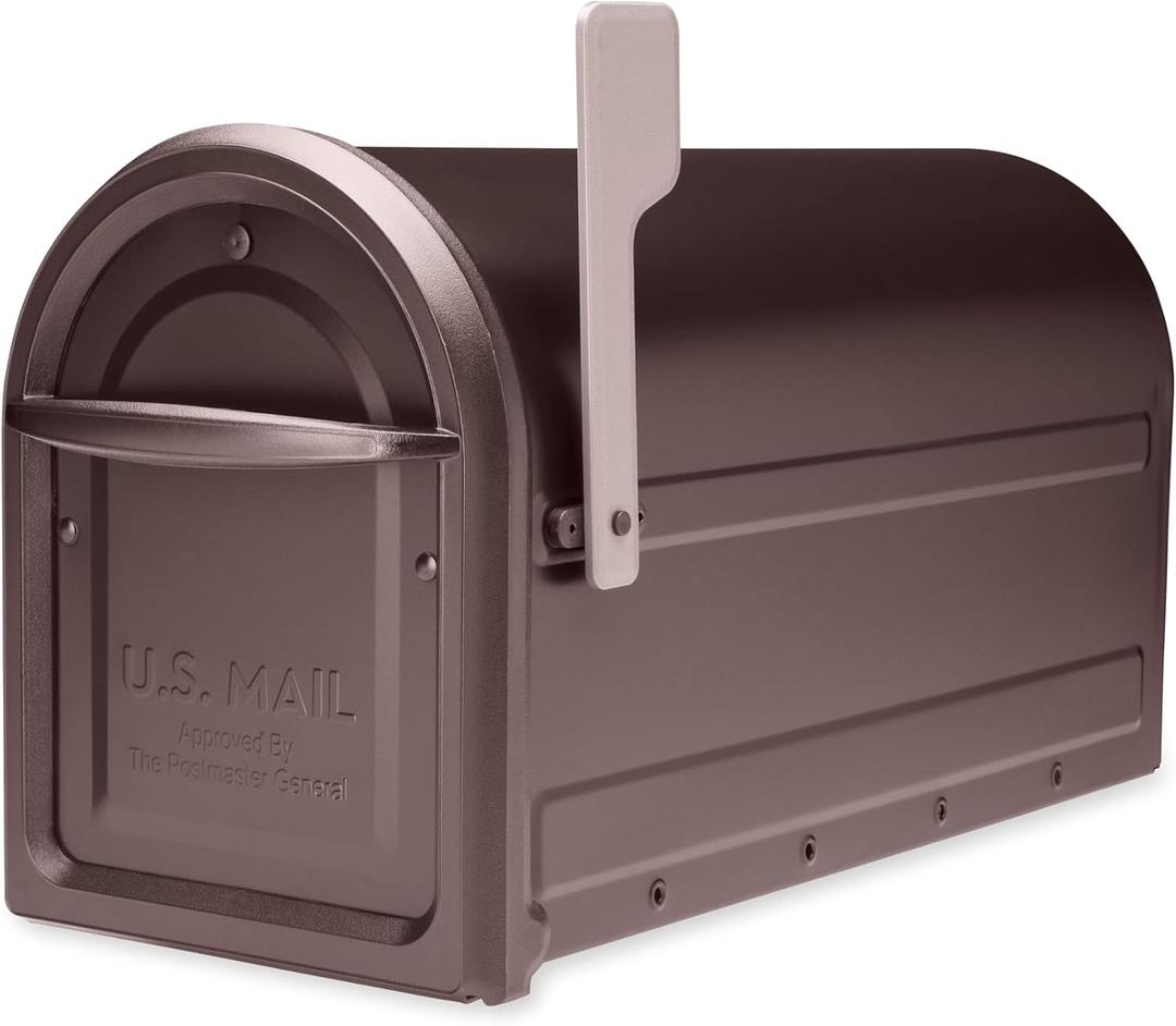 Architectural Mailboxes Mapleton Heavy Duty Steel Metal Post Mounted Mail Box for Outside, Rubbed Bronze, Large Curbside Mailbox with Magnetic Latch