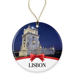 Lisbon Christmas Ornament, Christmas Ornaments Travel Souvenir Collection Gift for Family, Christmas Tree Ornament City Travel, Lisbon Travel Gift Xmas Holiday Printed on Both Sides