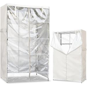 Wire Rack Covers,Heavy Duty 600D Dustproof Waterproof Storage Rack Covers for Metal Shelves,Storage Shelf Cover with Zipper for Wire Shlef,30''W x 14''D x 63''H,Beige with Clear Front