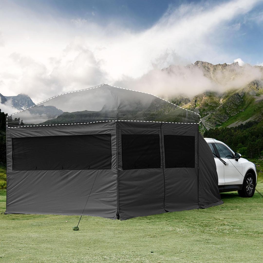 KAMPKEEPER 5pcs Sidewalls for 10X10 Commercial Instant Canopy Tent, Converts Canopy into Tent for Camping with Removable SUV Tailgate - Black (Canopy Pole/Shelter NOT Included)