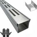 304 Stainless Steel Trench Drain Kit,Narrow Channel Drain with Grate & Coupling, Outdoor Drainage for Pool Deck/Yard/Driveway/Garage (1, Silver Gray, 3.3FT X 1.4IN X 1.2IN)
