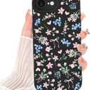 Case for iPhone 16 E,Cute Flower Pink Bow Heart for Women Girls,Soft Shockproof Aesthetic Protective TPU Bumper Floral Phone Case,Black