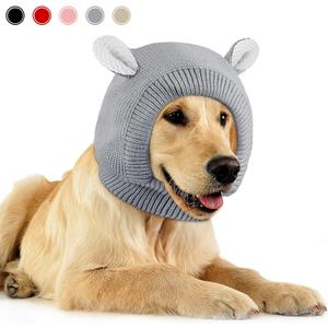 Frienda Quiet Ears for Dogs, Dog Ear Muffs Noise Protection Knitted Dog Hats Pet Ears Warm Dog Ear Cover Winter Hat Dog Snood Head Wrap Bunny Costume for Medium to Large Dogs Cats Pets (Grey)